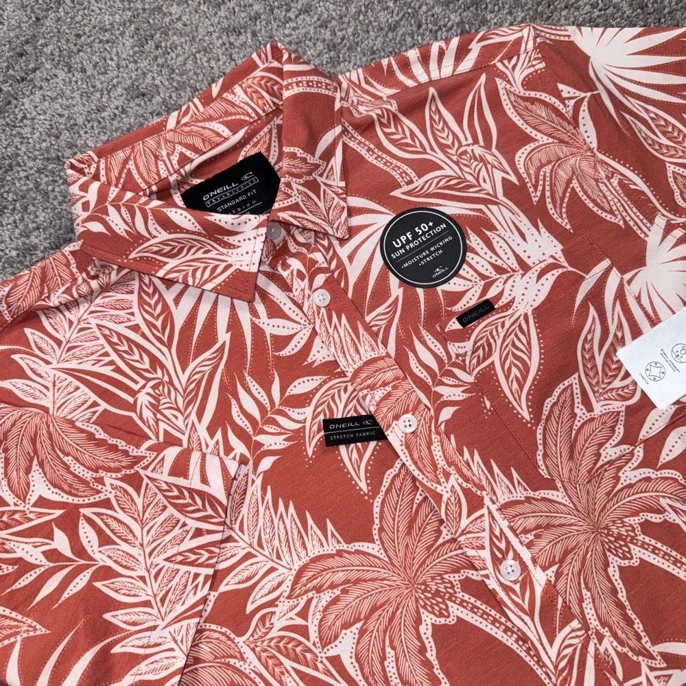 O'Neill TRVLR Traverse Shirt Mens Stretch Tropical Rust XL NEW - Picture 1 of 8